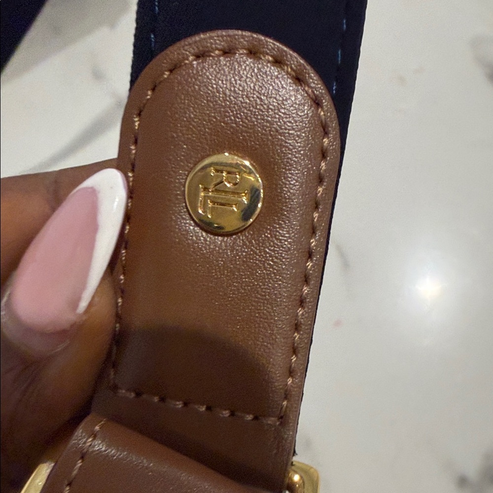 Ralph Lauren Navy and Tan Belt with Gold Buckle - Picture 3 of 3